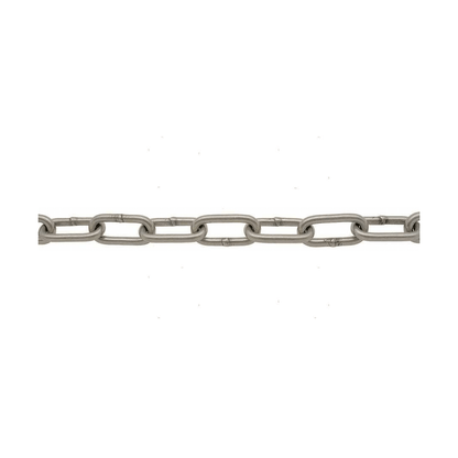Catena a maglia genovese allungata in acciaio inox AISI 316 per ormeggi fissi e in banchina. Alta resistenza alla corrosione.