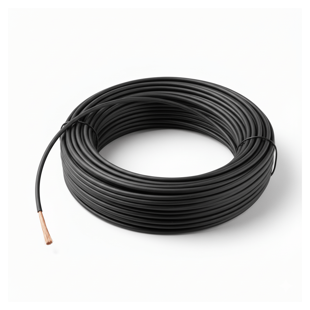 Rotolo di cavo elettrico unipolare marino nero in rame con rivestimento PVC, estremità scoperta