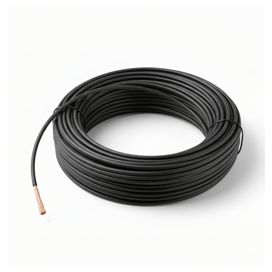 Rotolo di cavo elettrico unipolare marino nero in rame con rivestimento PVC, estremità scoperta