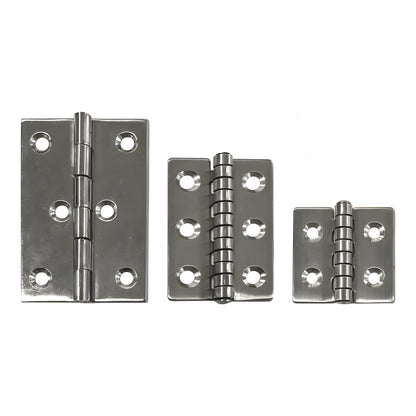 Cerniera a libro classica nautica in acciaio Inox 316, spessore 1,5 mm, per porte, sportelli e gavoni marini.