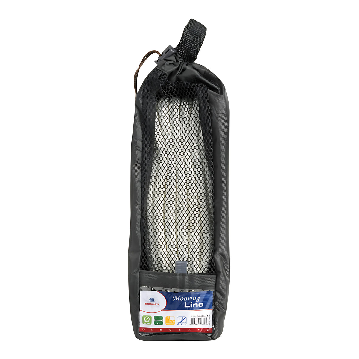 Cima ormeggio doppia treccia impiombata con redancia inox colore bianco in poliestere alta tenacità disponibile in 6 misure da 10 a 24 mm