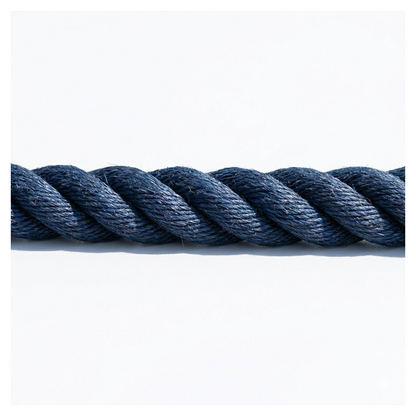 Cima nautica da ormeggio in poliestere blu navy alta tenacità, lavorazione Gherlino a 3 lignoli.