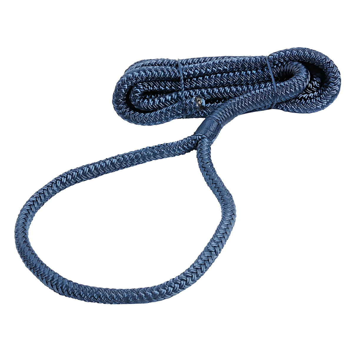 Cima per parabordi in doppia treccia di poliestere 8 mm 1,5 m con occhiello impiombato a mano disponibile in bianco blu e nero