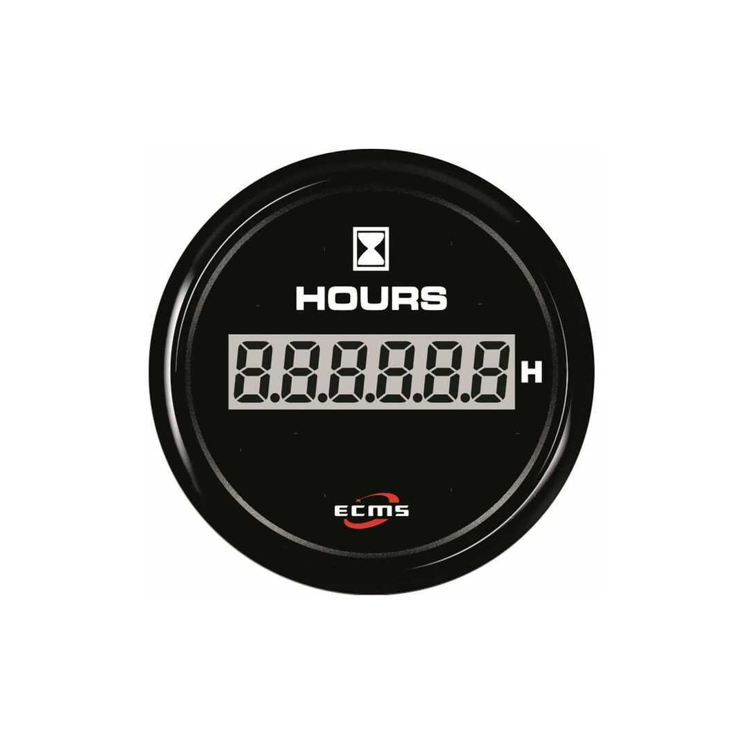 Contaore digitale ECMS All Black tondo nero con display LCD a 7 cifre e logo ECMS