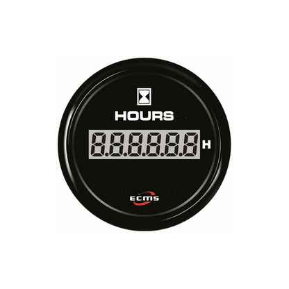 Contaore digitale ECMS All Black tondo nero con display LCD a 7 cifre e logo ECMS