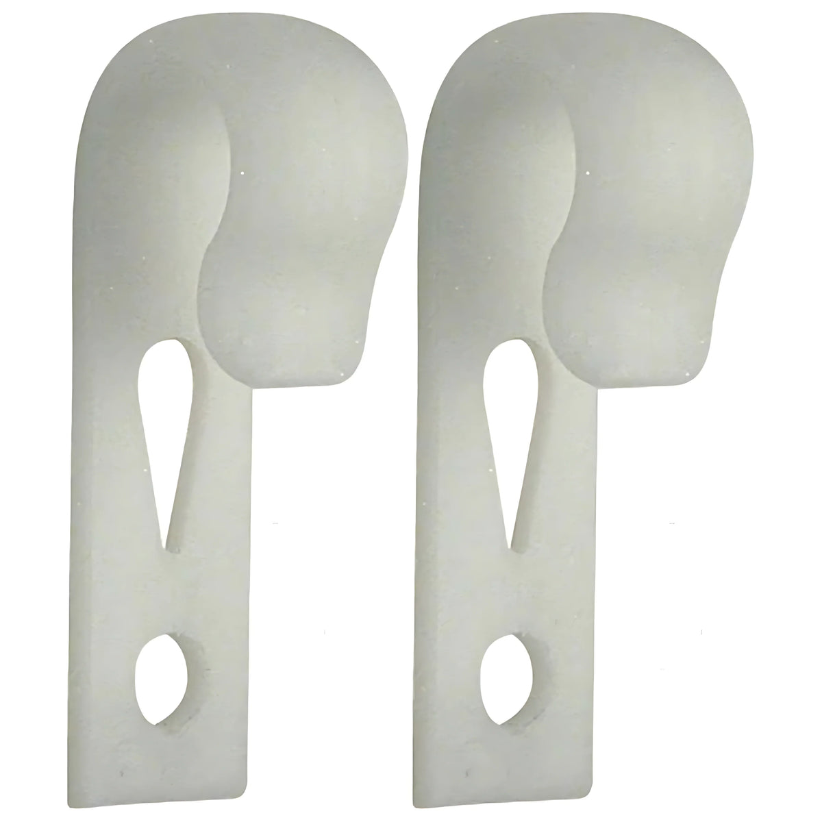 Coppia di ganci porta-parabordi in plastica Flat-Fender, progettati per un aggancio e una regolazione rapida sulle cime d'ormeggio.