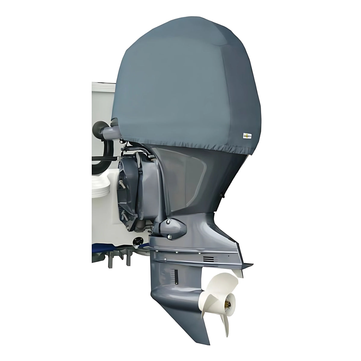 Coprimotore sartoriale Oceansouth grigio per motori fuoribordo Yamaha a motore spento, elastico perimetrale di fissaggio