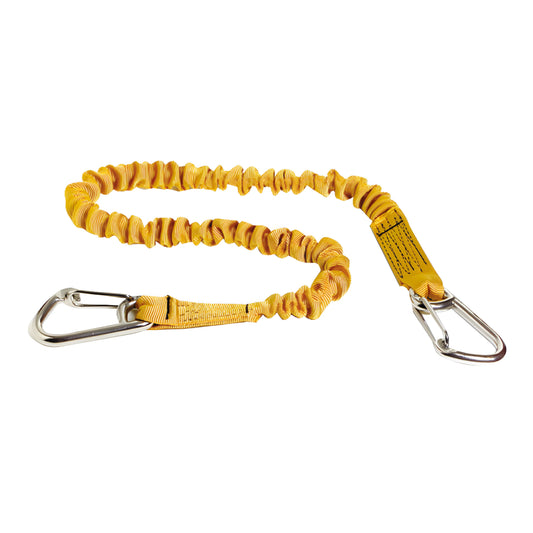 Cordone ombelicale elastico di sicurezza nautica EURO Spring Line omologato CE, estensibile da 1 a 2 metri, con moschettoni in acciaio inox.