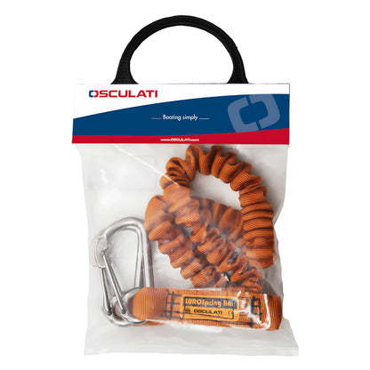 Cordone ombelicale elastico di sicurezza nautica EURO Spring Line omologato CE, estensibile da 1 a 2 metri, con moschettoni in acciaio inox.