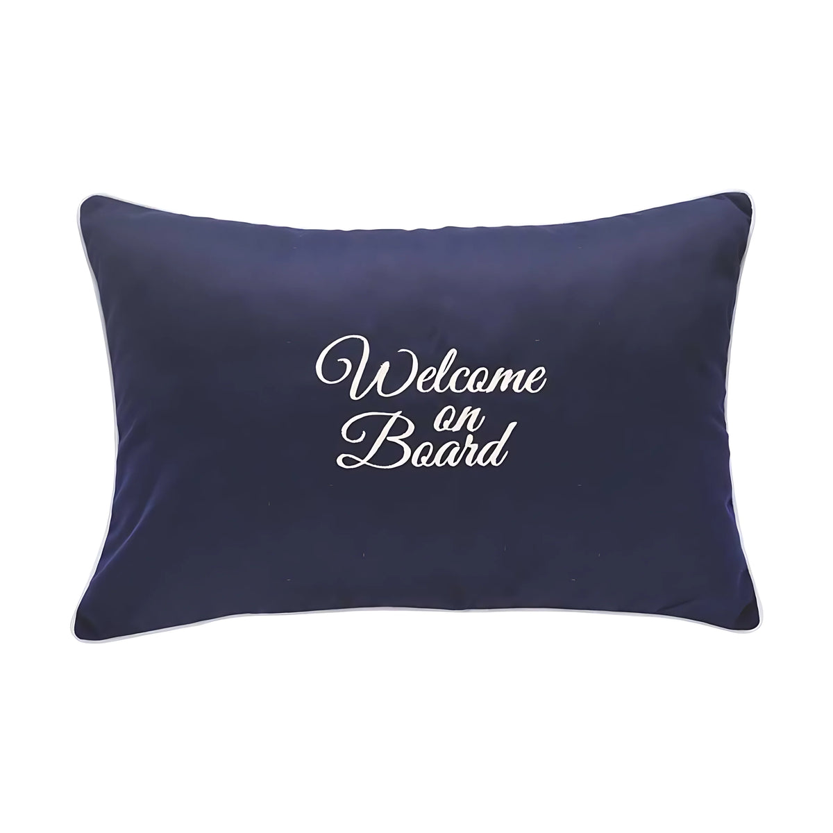Cuscino Welcome On Board Marine Business 40x60 Blu Navy con Ancora Decorativa