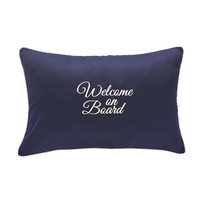 Cuscino Welcome On Board Marine Business 40x60 Blu Navy con Ancora Decorativa