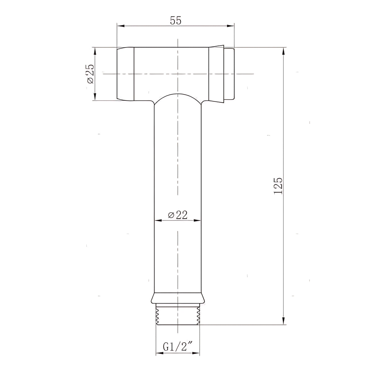 Testa doccetta Push Button professionale in Acciaio Inox 18/8 con bottone di comando apri/chiudi e attacco universale da 1/2 pollice.