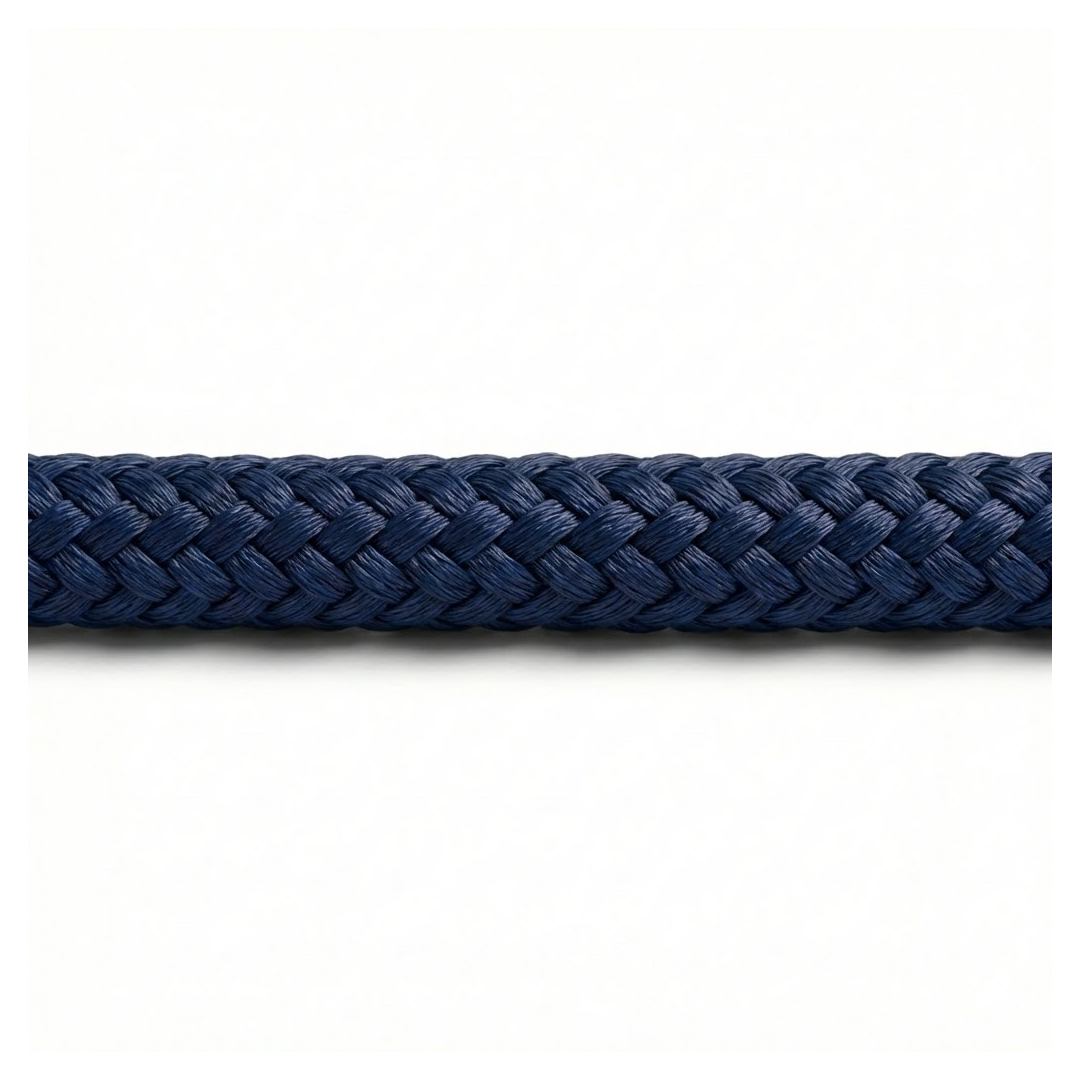 Cima nautica doppia treccia Monteisola blu navy in poliestere alta tenacità per ormeggio.