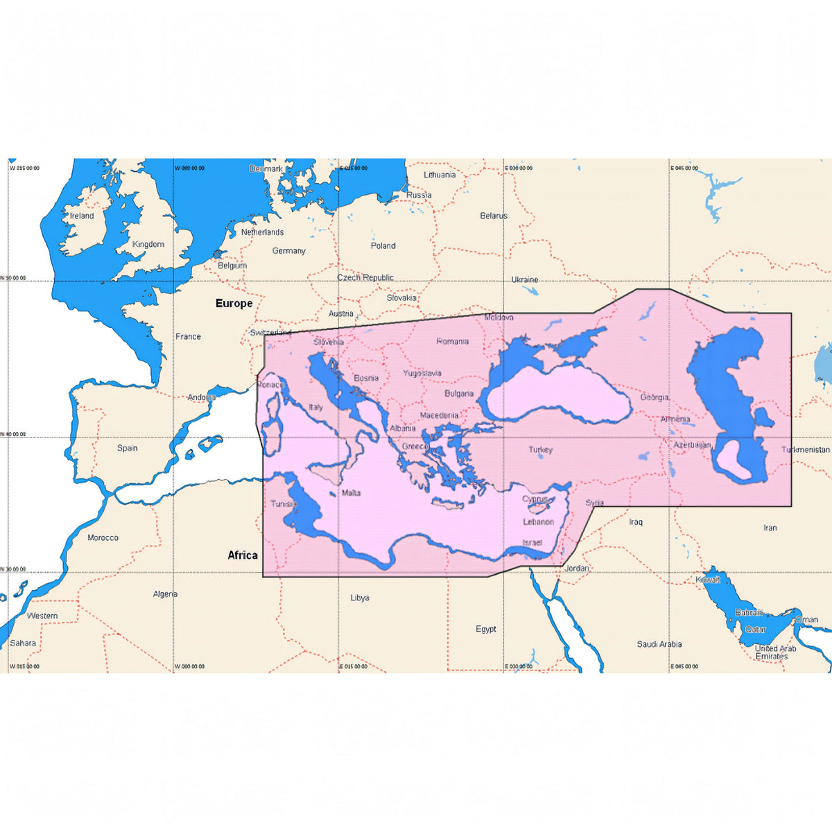 C-MAP Reveal Europa Est - copertura cartografia M-EM-Y111