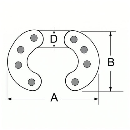 Falsa maglia in acciaio inox AISI 316 a 8 perni da 8 mm per catena calibrata argani e salpa ancore
