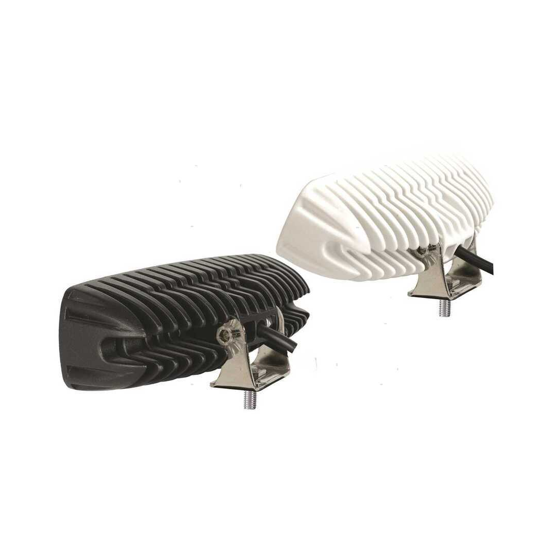 Faretto LED rettangolare 18W per illuminazione coperta e pozzetto, staffa in acciaio inox, disponibile con cassa bianca o nera. dietro