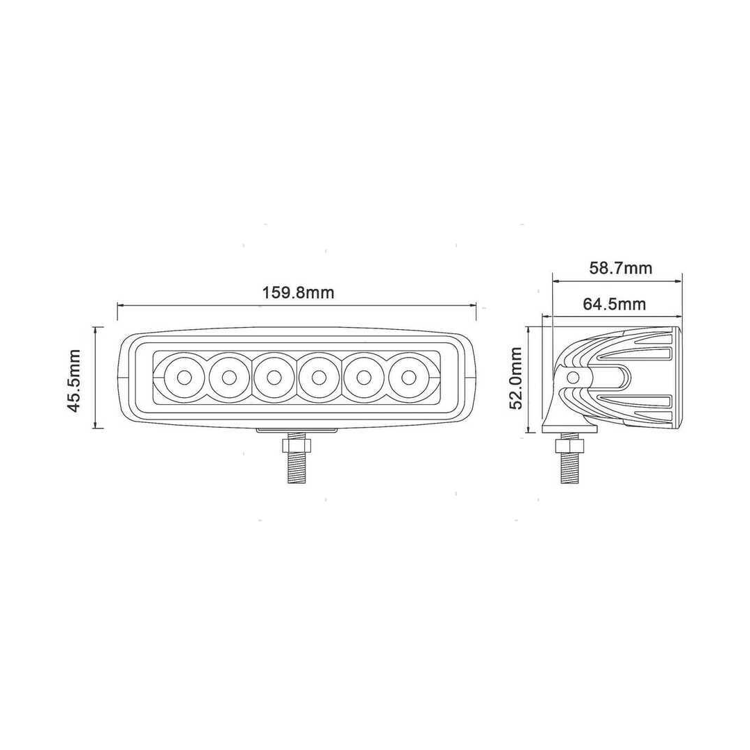 Faretto LED rettangolare 18W per illuminazione coperta e pozzetto, staffa in acciaio inox, disponibile con cassa bianca o nera. misure