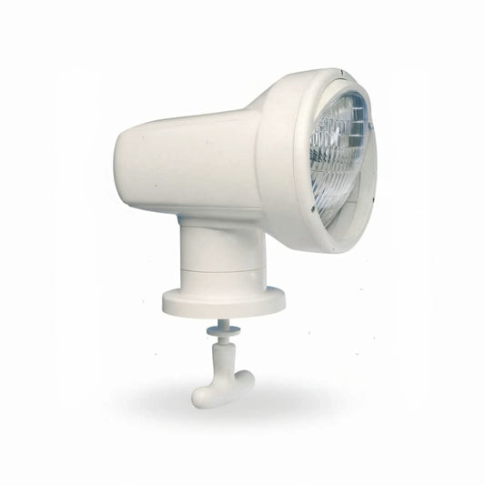 Faro alogeno Ocean Cabin Control orientabile da cabina, cassa in ABS bianco, 12V e 24V