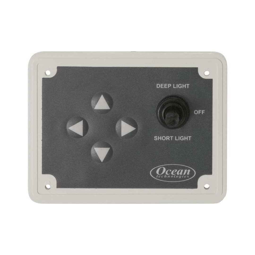 Faro di profondità orientabile Ocean Halogen 11-RC per barca con pannello di comando, cassa bianca antiurto e bulbo stagno. pannello