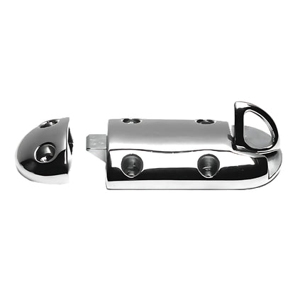 Fermaporta nautico a molla in acciaio inox AISI 316 lucidato a specchio, ideale per sportelli di accesso alla plancetta.