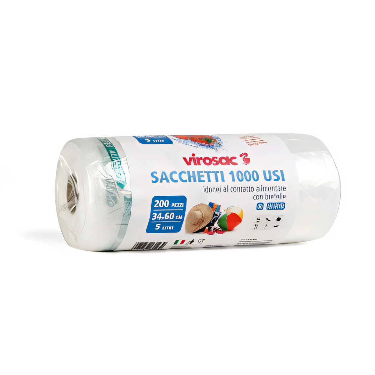 Sacchetti Milleusi Virosac per alimenti con manici, 34x60 cm, confezione 200 pz