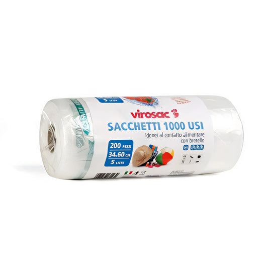Sacchetti Milleusi Virosac per alimenti con manici, 34x60 cm, confezione 200 pz