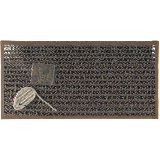 Tiragraffi piatto Camon per gatti con topo e bustina di catnip, 47x24 cm
