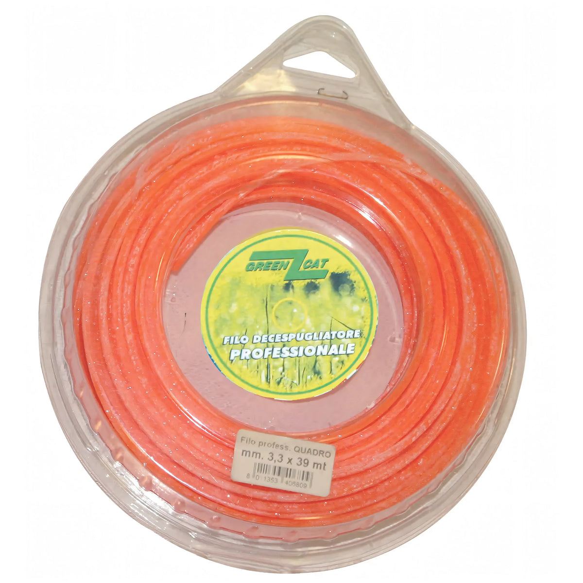 Filo quadro professionale Green Cat per decespugliatore, rotolo 39 metri Ø 3,3 mm