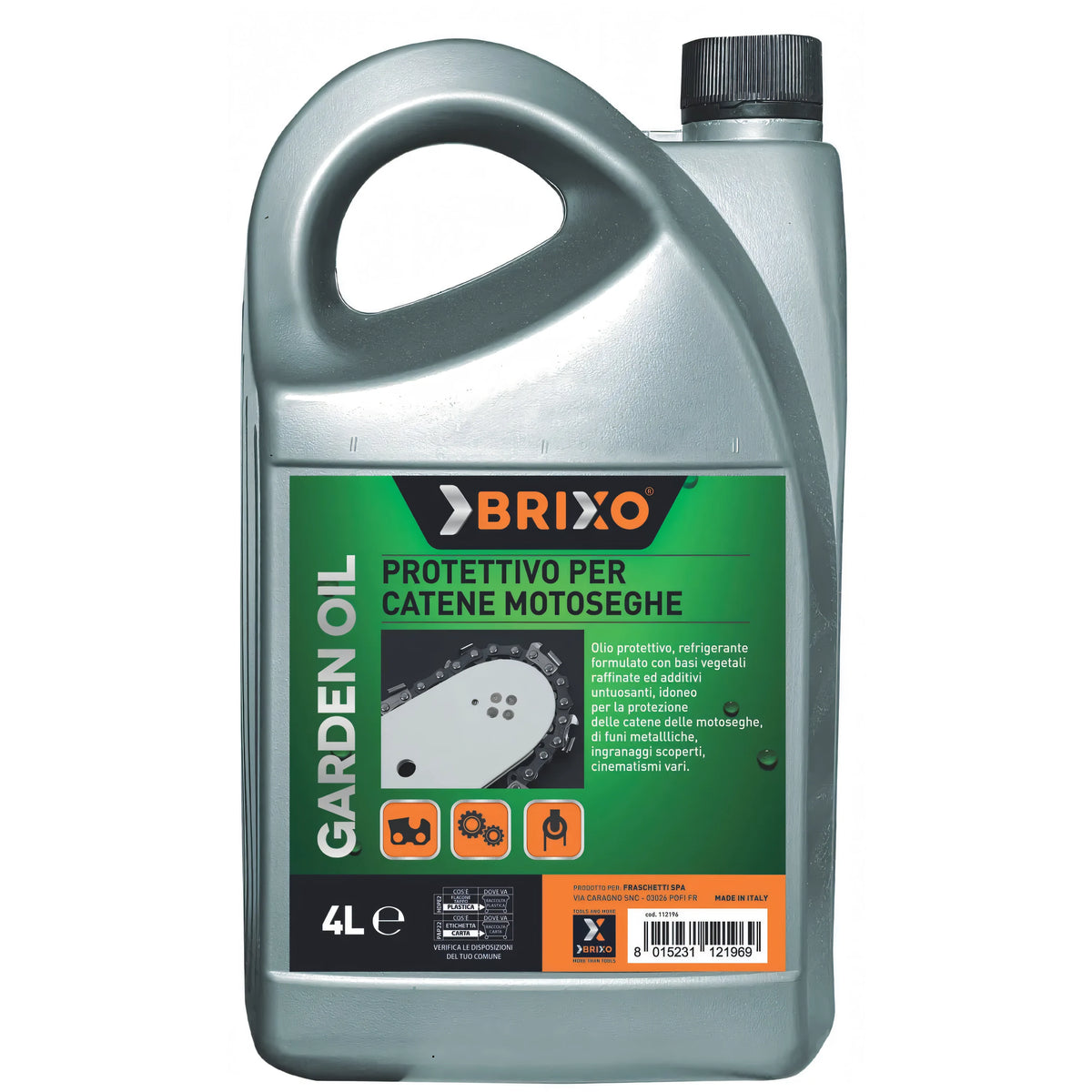 Olio protettivo Brixo per catena motosega, tanica da 4 litri