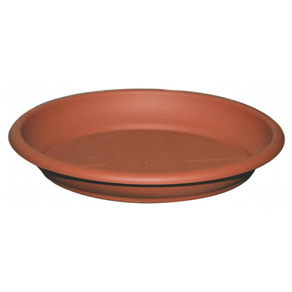 Sottovaso tondo Deroma in plastica terracotta per vasi Tivoli e Day