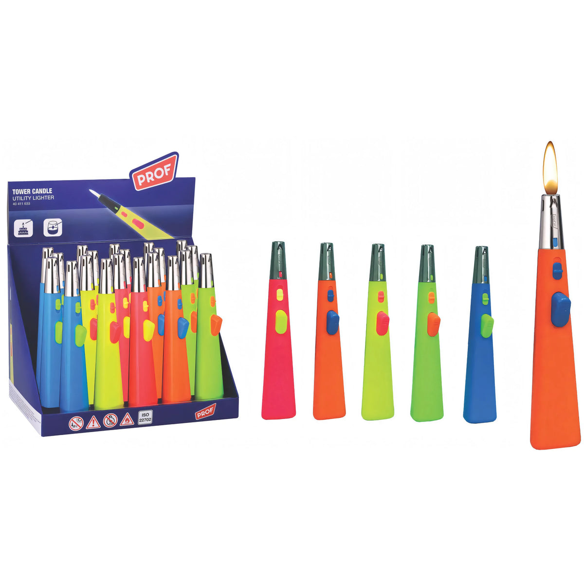 Accendigas piezoelettrico in plastica lungo 15 cm, usabile anche come accendicandela