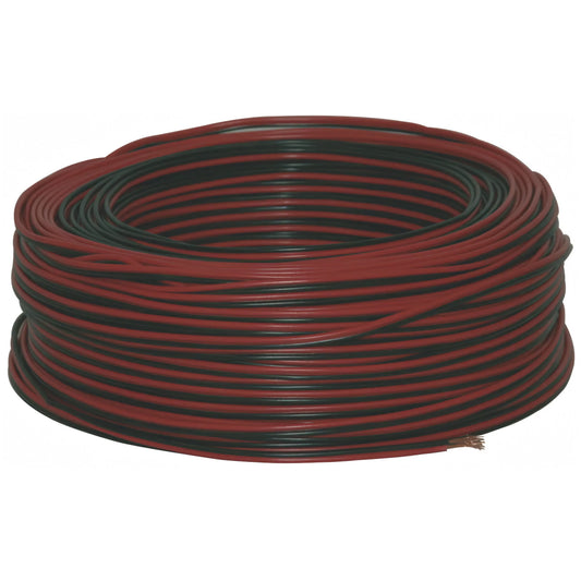Cavo piattina Hi-Fi rosso e nero per collegamento casse acustiche, sezione 2x1 mm²