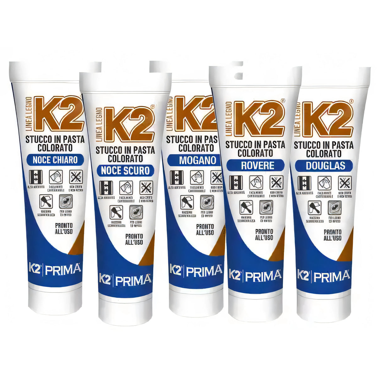 Stucco K2 in pasta per legno colore Noce chiaro, tubetto 150 ml