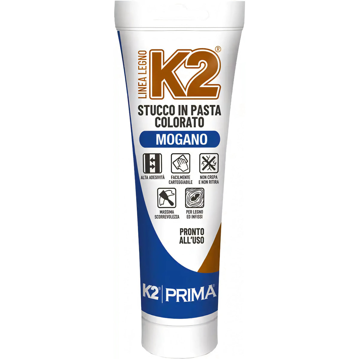Stucco K2 in pasta per legno colore Mogano, tubetto 150 ml