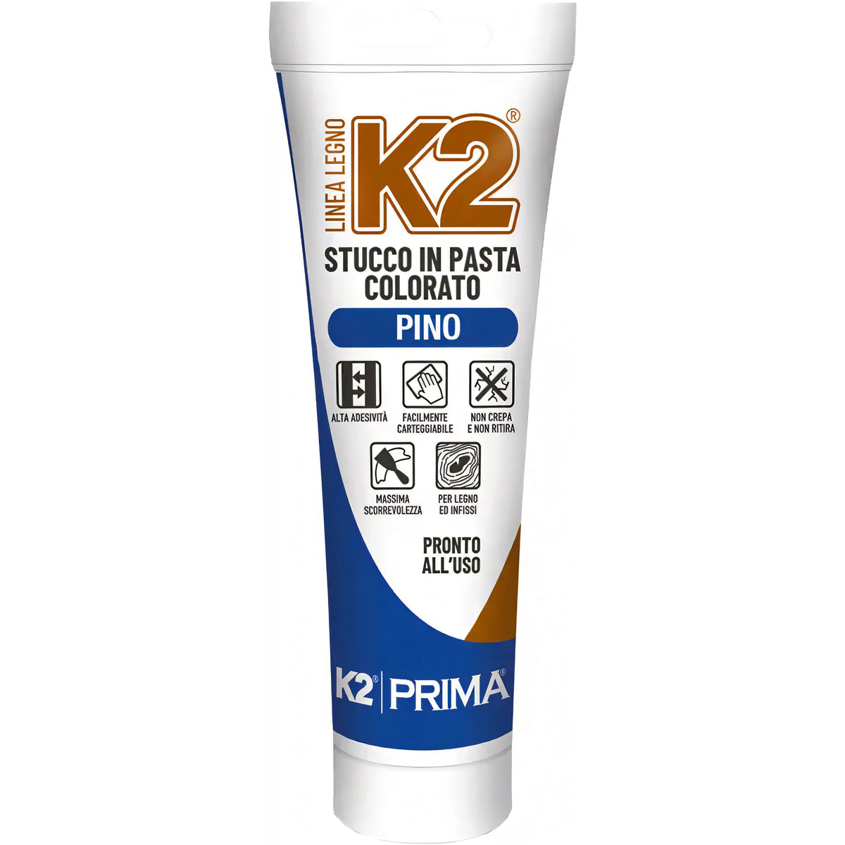 Stucco K2 in pasta per legno colore Pino, tubetto 150 ml