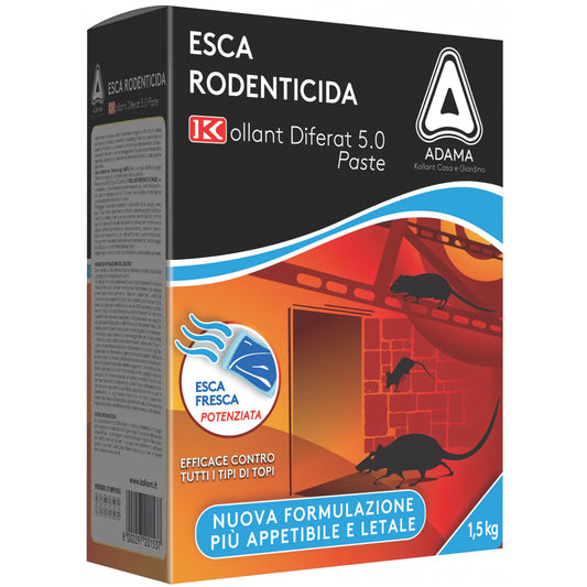 Topicida rodenticida Kollant Diferat esca in pasta blu, confezione 1,5 kg