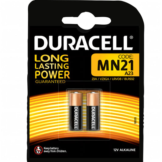 Confezione da 2 pile Duracell MN21 12V alcaline, blister