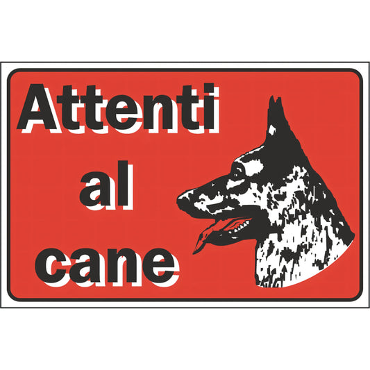 Cartello in plastica "Attenti al cane", 20x30 cm
