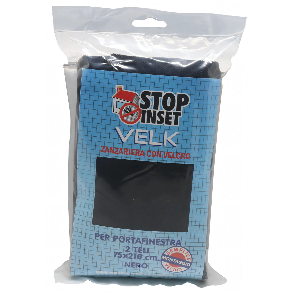 Zanzariera Stop Inset Velk con velcro, nero, 130x150 cm