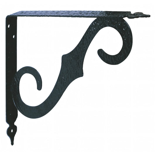 Mensola in ferro battuto stile Brackets, verniciata nero, 27,5x23 cm