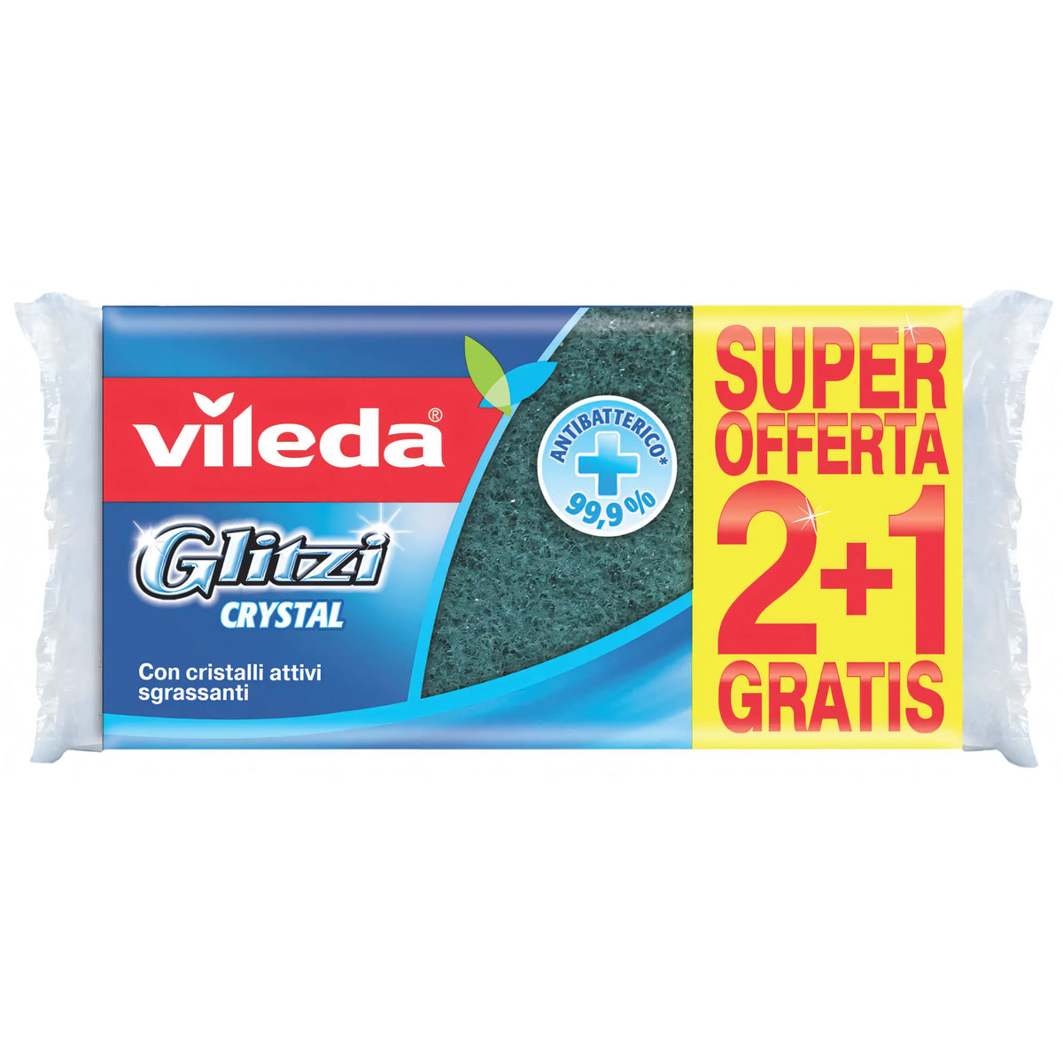 Spugne Vileda Glitzi con fibra verde, confezione 2+1