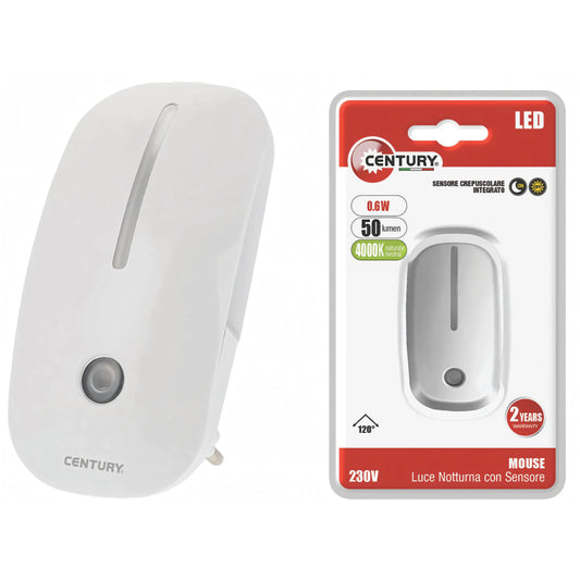 Luce spia notturna LED Century Mouse con sensore crepuscolare