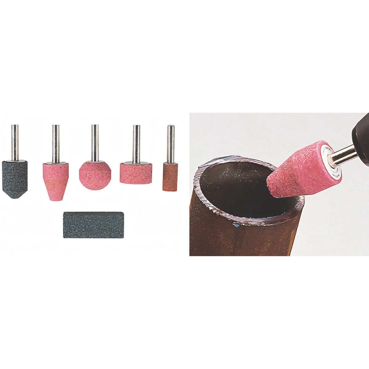 Set di mole rotative Wolfcraft in ossido di alluminio con pietra abrasiva, per trapano
