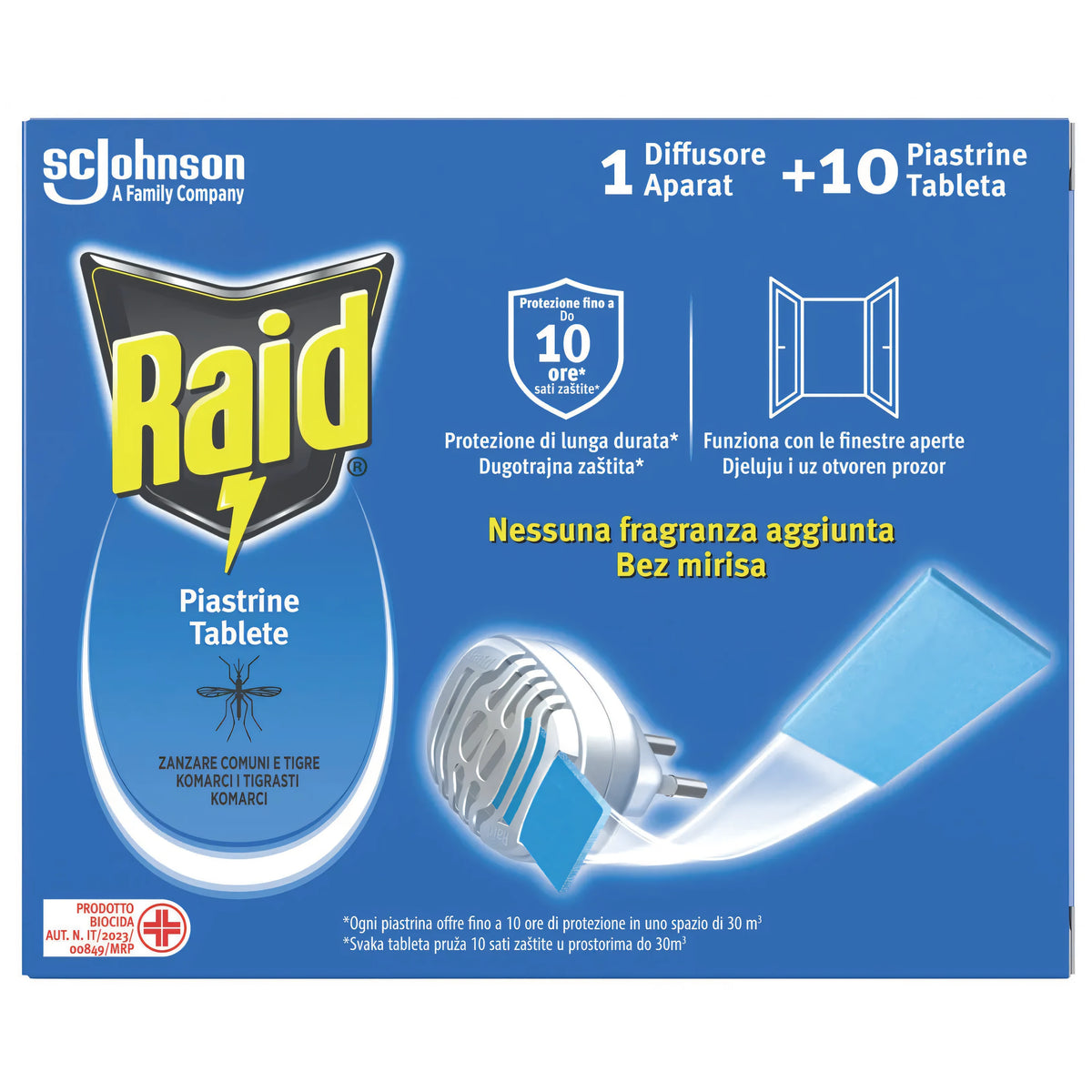 Elettroemanatore antizanzare Raid con 10 piastrine