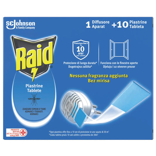 Elettroemanatore antizanzare Raid con 10 piastrine