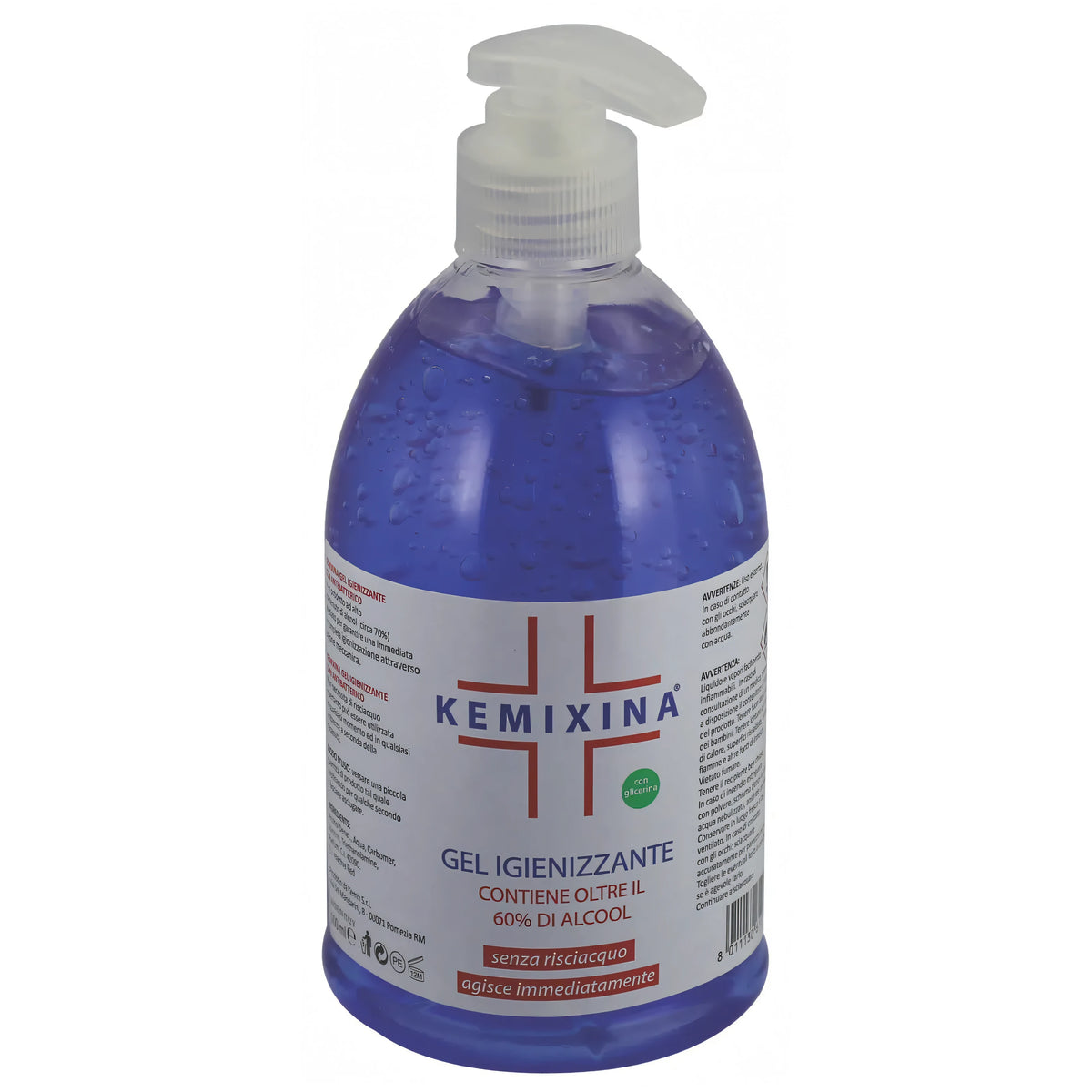 Gel igienizzante mani Kemixina, flacone 500 ml
