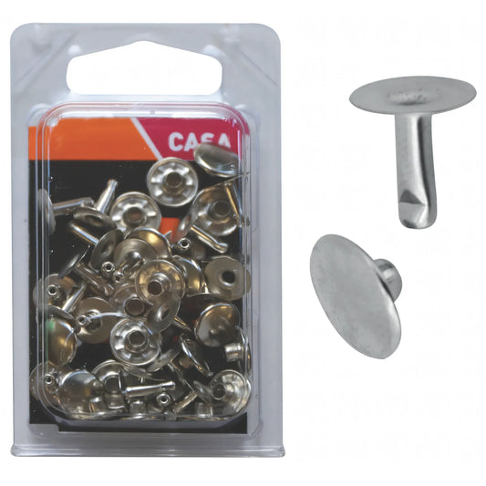 Rivetti Brixo maschio/femmina in ferro nichelato, blister da 20 pezzi