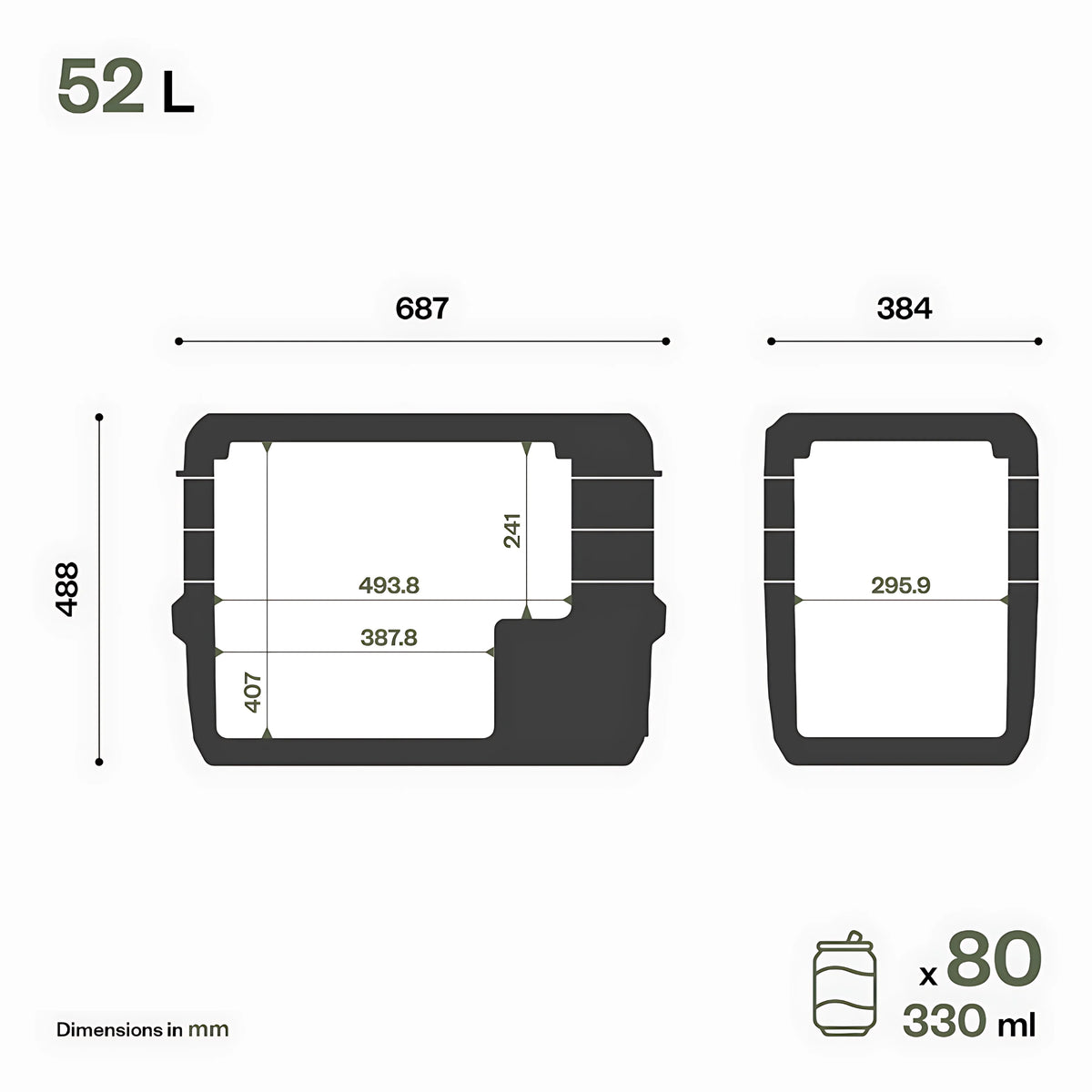 Frigorifero portatile a compressore Travel Box ITB da 52 litri per nautica, camper e fuoristrada, alimentazione 12/24V.