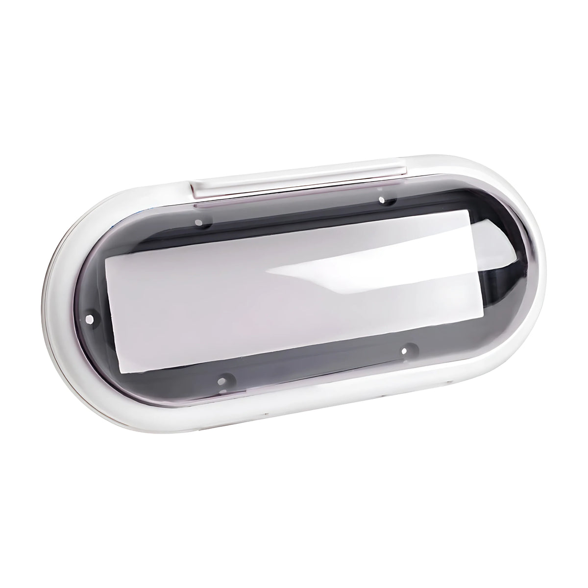 Frontalino stagno universale con sportello trasparente per proteggere la radio nautica dall'acqua e dalla salsedine. Compatibile con standard DIN e SAE.