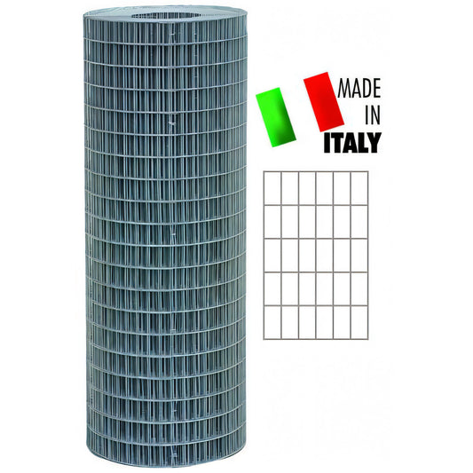 Rete elettrosaldata zincata, maglia 75x60 mm, altezza 150 cm, rotolo da 25 metri